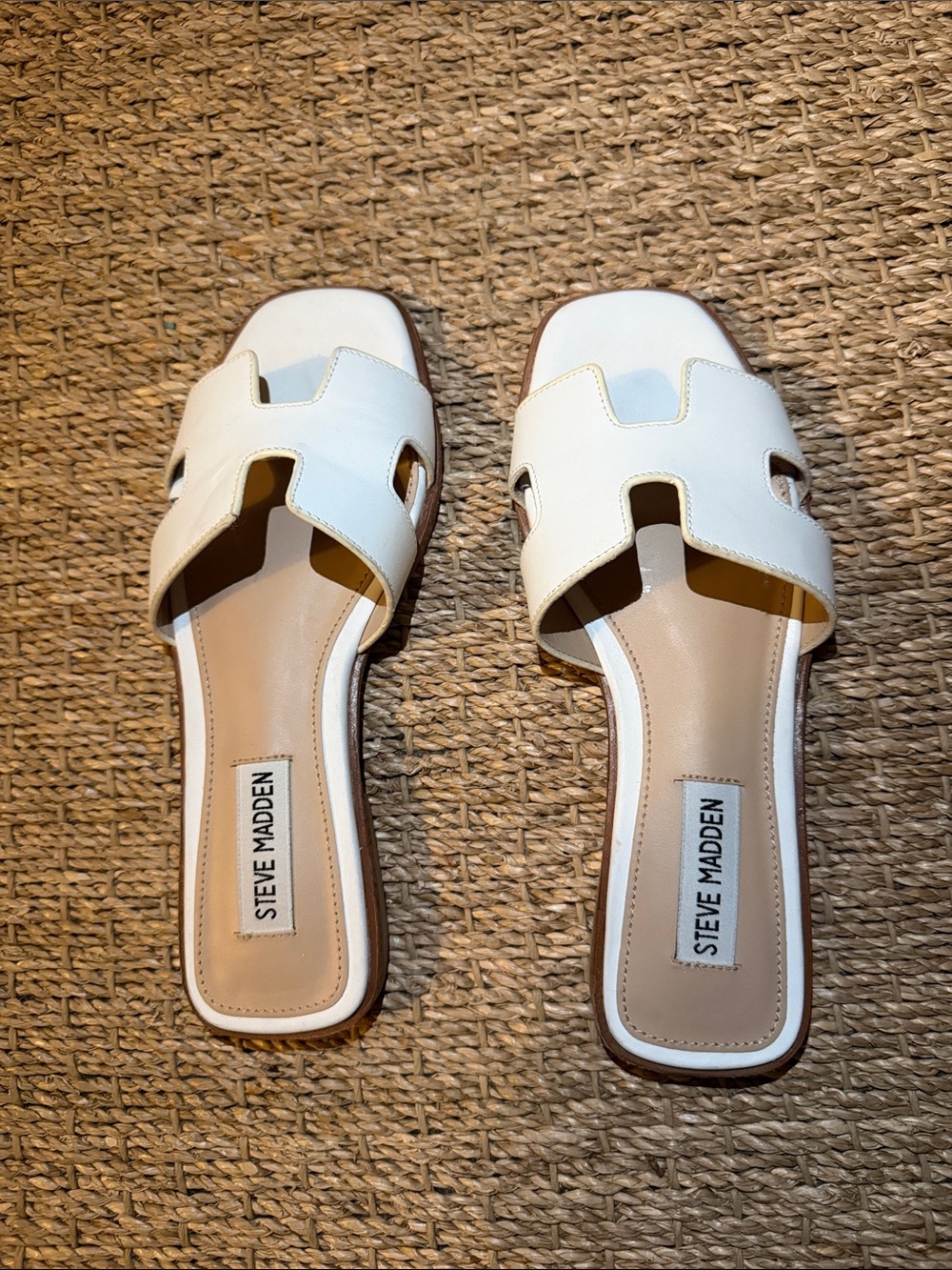 Steve Madden White Slide Mules